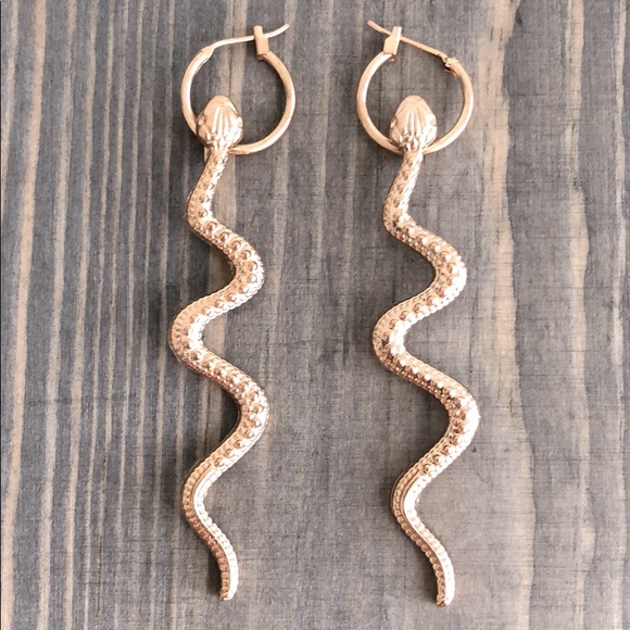Jewelry - Gold Snake Hoop Long Dangle Earrings